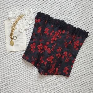 Tesa red and black floral lace corset